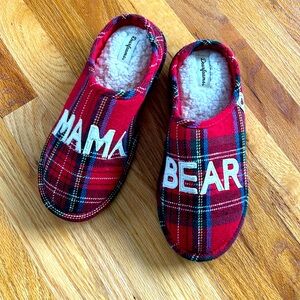 Dearfoams Mama Bear Plaid Slippers